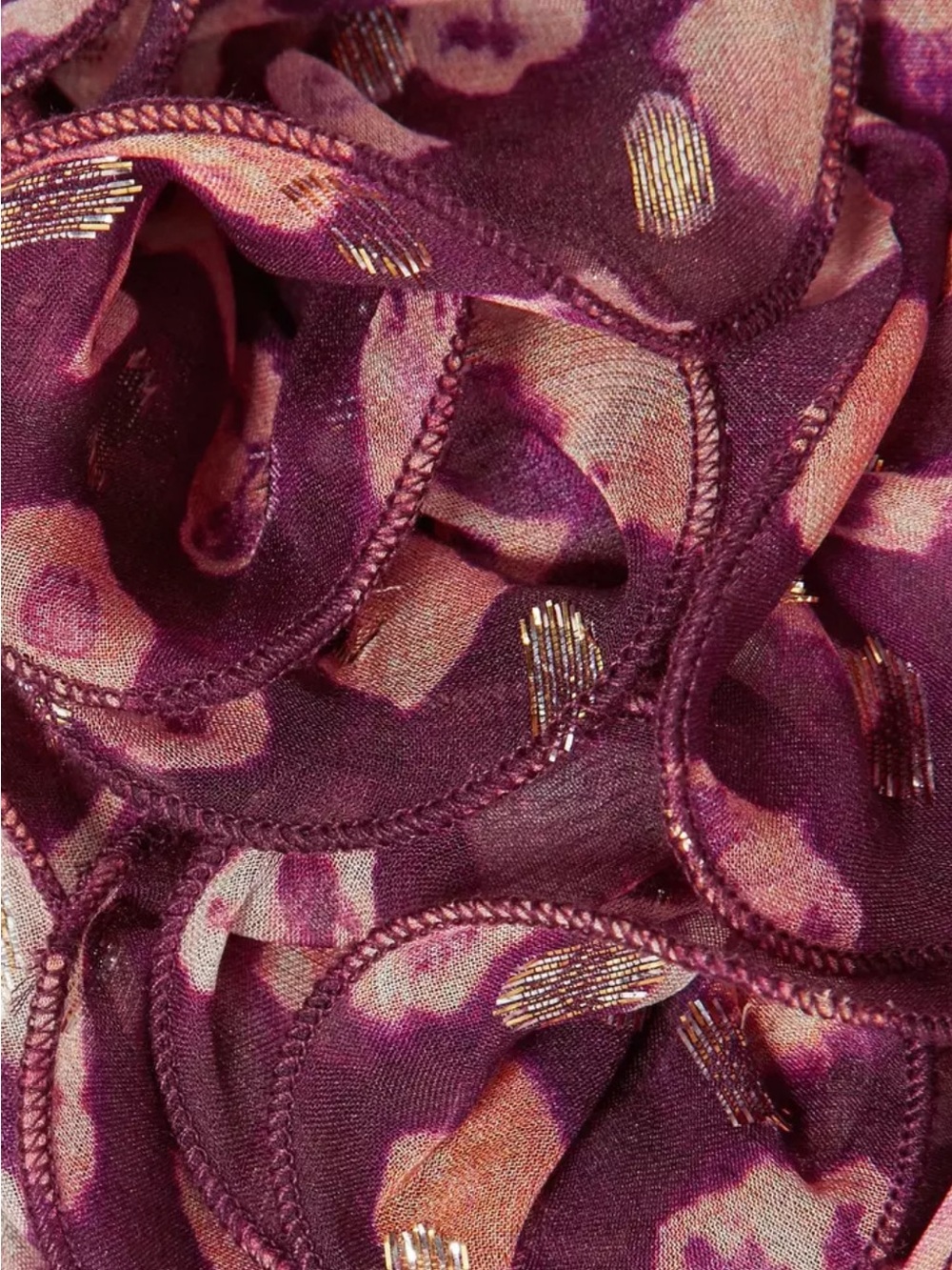 Ulla Johnson Maxi Floral Tiered Ruffle-Sleeve Dress in Plum and Blush - Picture 8 of 8